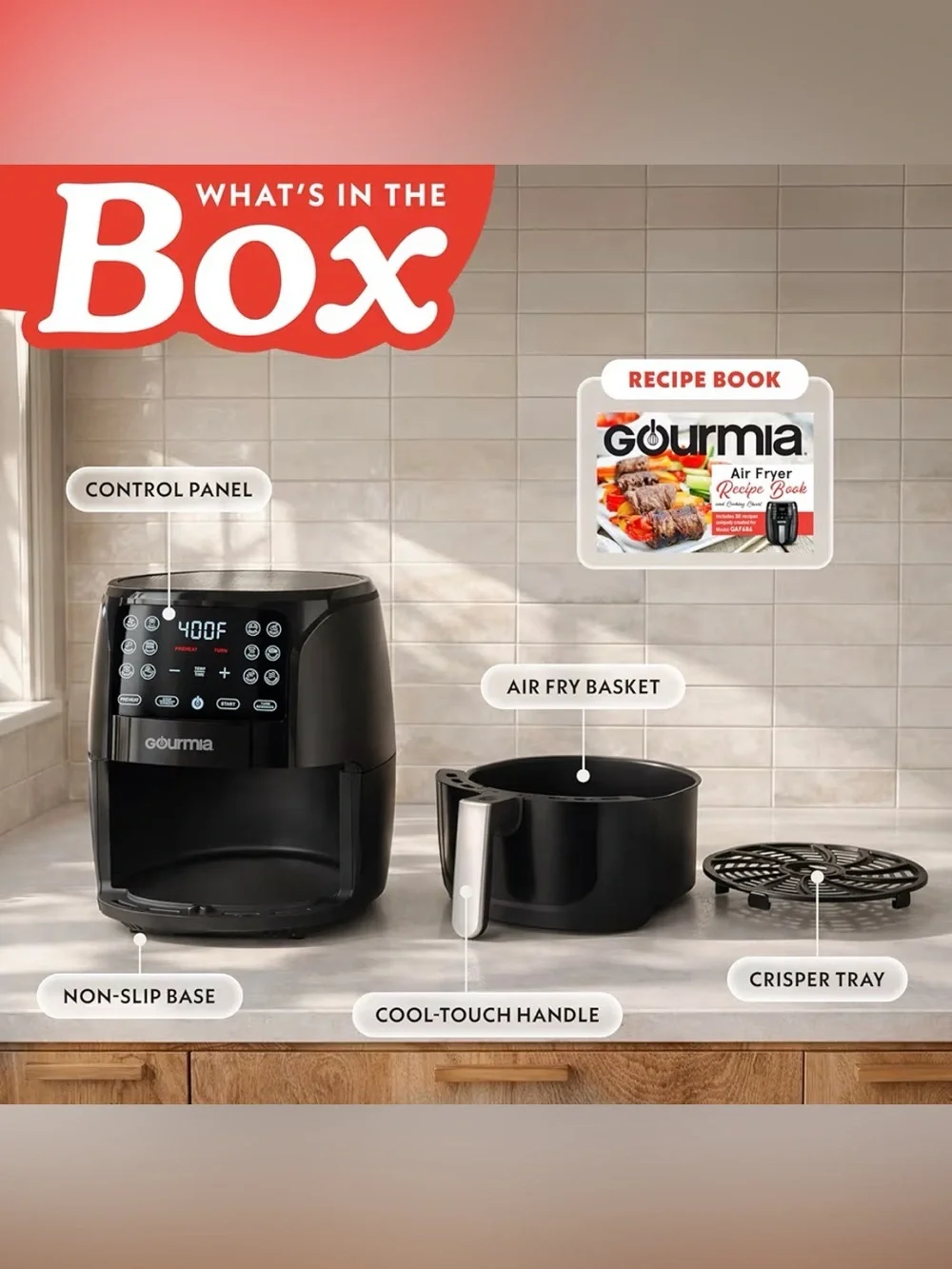 Gourmia 6-Quart Black Digital Air Fryer - 12 Preset Touchscreen